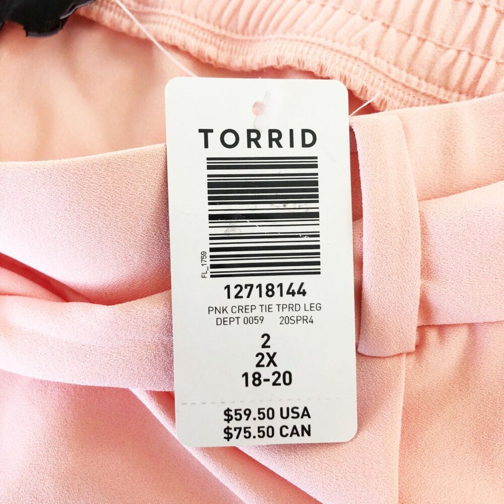 NWT TORRID (2) Pull-On Taper Stretch Crepe High-Rise Tie-Front Pant - Picture 6 of 11